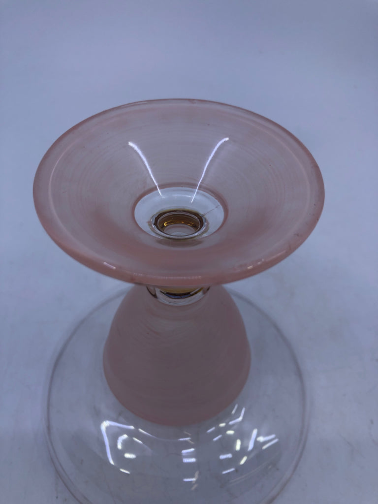 6 VTG COLORFUL SHORT COCKTAIL GLASSES-PINK, YELLOW, BLUE.