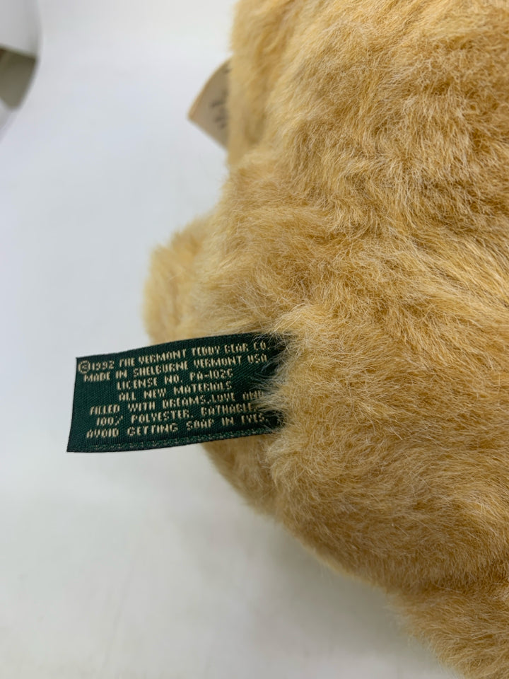 LIGHT BROWN VERMONT TEDDY BEAR W/ TAGS.