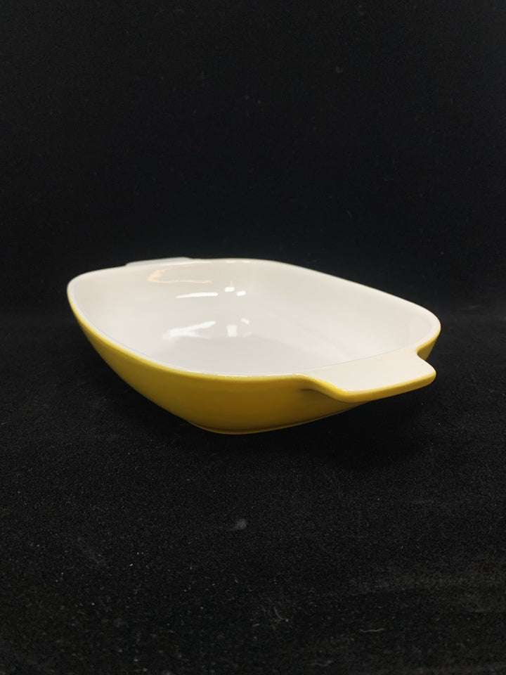 YELLOW STONEWARE BAKING DISH.