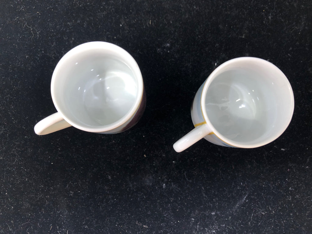 10PC ART DECO STYLE CUP/ SAUCER SET - 5 CUPS, 5 SAUCERS.
