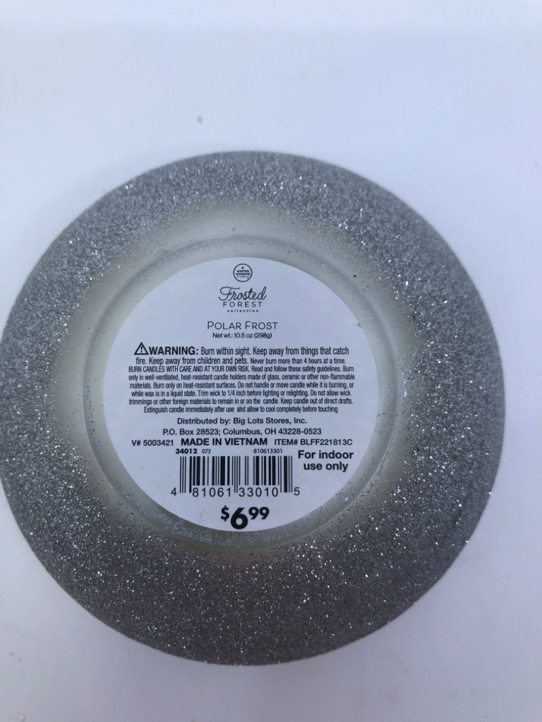 SILVER SPARKLE CANDLE POLAR FROST.