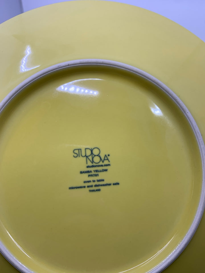 YELLOW W/ BROWN SWIRL SERVING PLATTER.