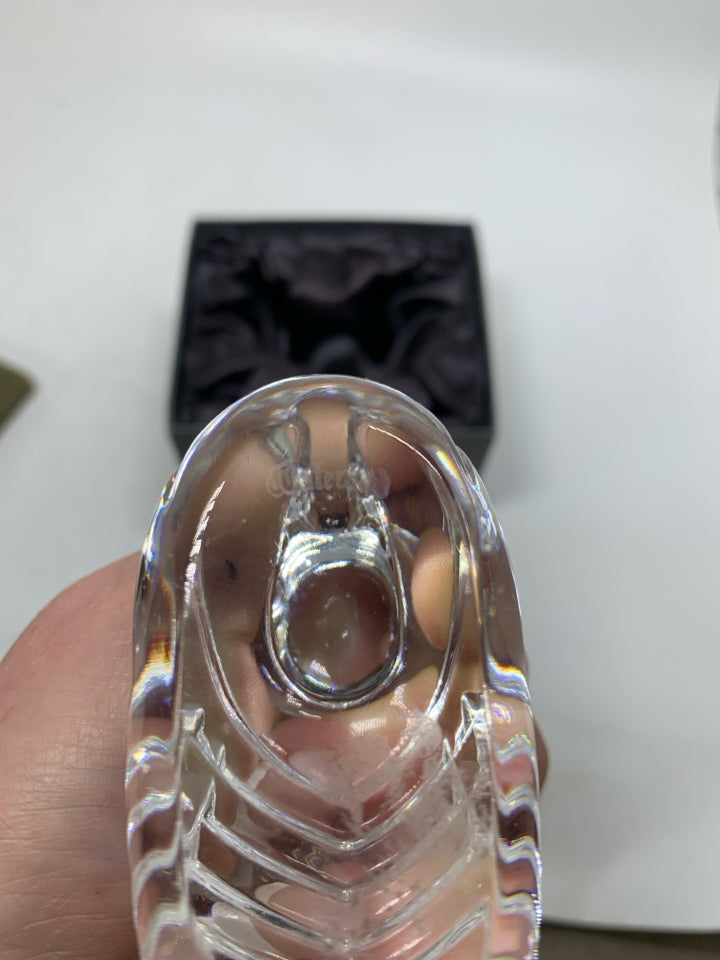 CRYSTAL MALLARD DUCK PAPERWEIGHT IN BOX.