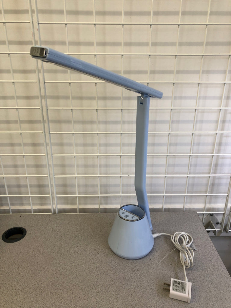 LIGHT BLUE ADJUSTABLE TOUCH DESK LAMP.