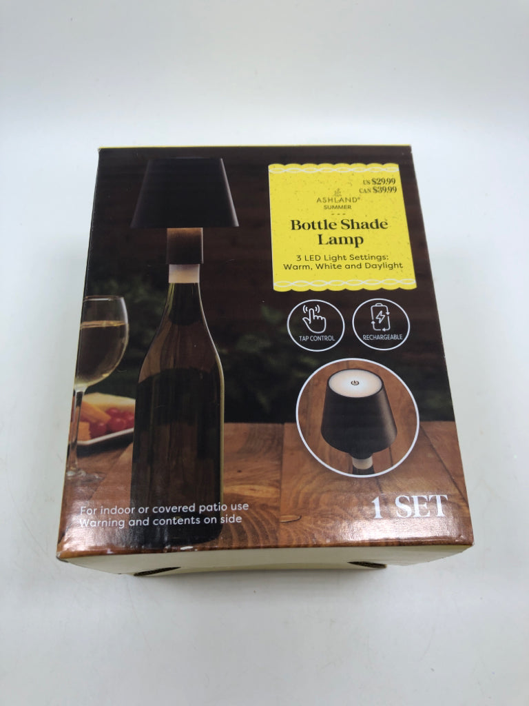 NIB BOTTLE SHADE LAMP LED.