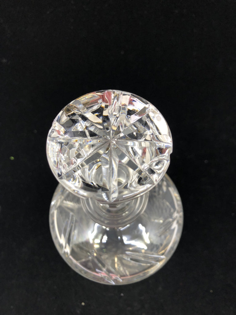 CUT GLASS LEAF DECANTER.