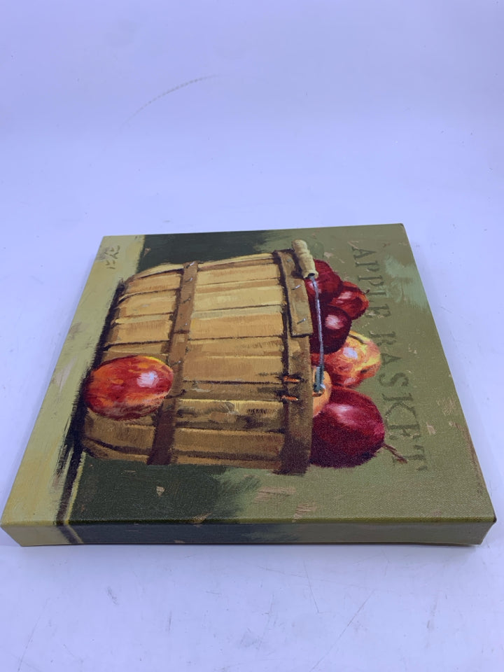 BASKET OF RED APPLES WALL CANVAS.