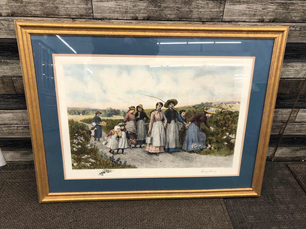 BERRY PICKERS FRAMED ARTWORK JENNIE BROWNSCOMBE.