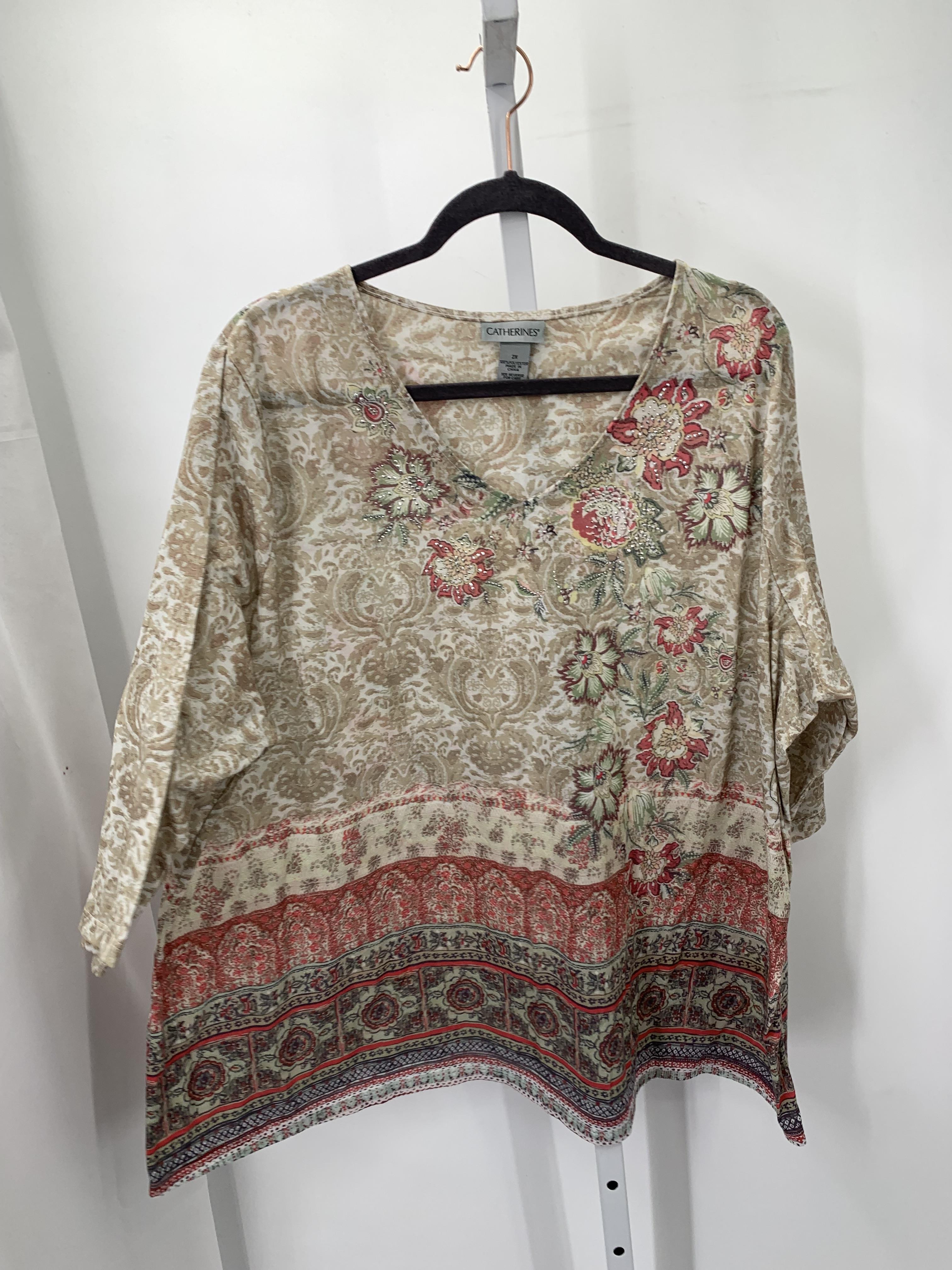 Catherine Size 2X Womens 3/4 Sleeve Shirt