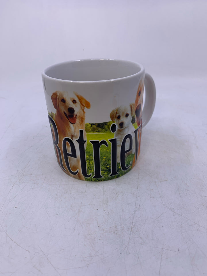 EMBOSSED GOLDEN RETRIEVER WORDS W/ PRINTED DOGS.