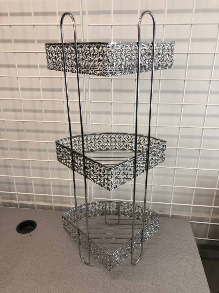 THREE TIER SILVER SHELF.