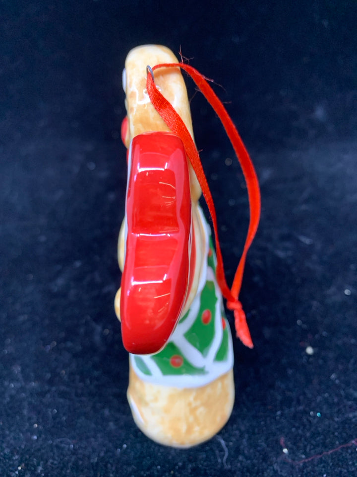 GINGERBREAD CERAMIC ORNAMENT.