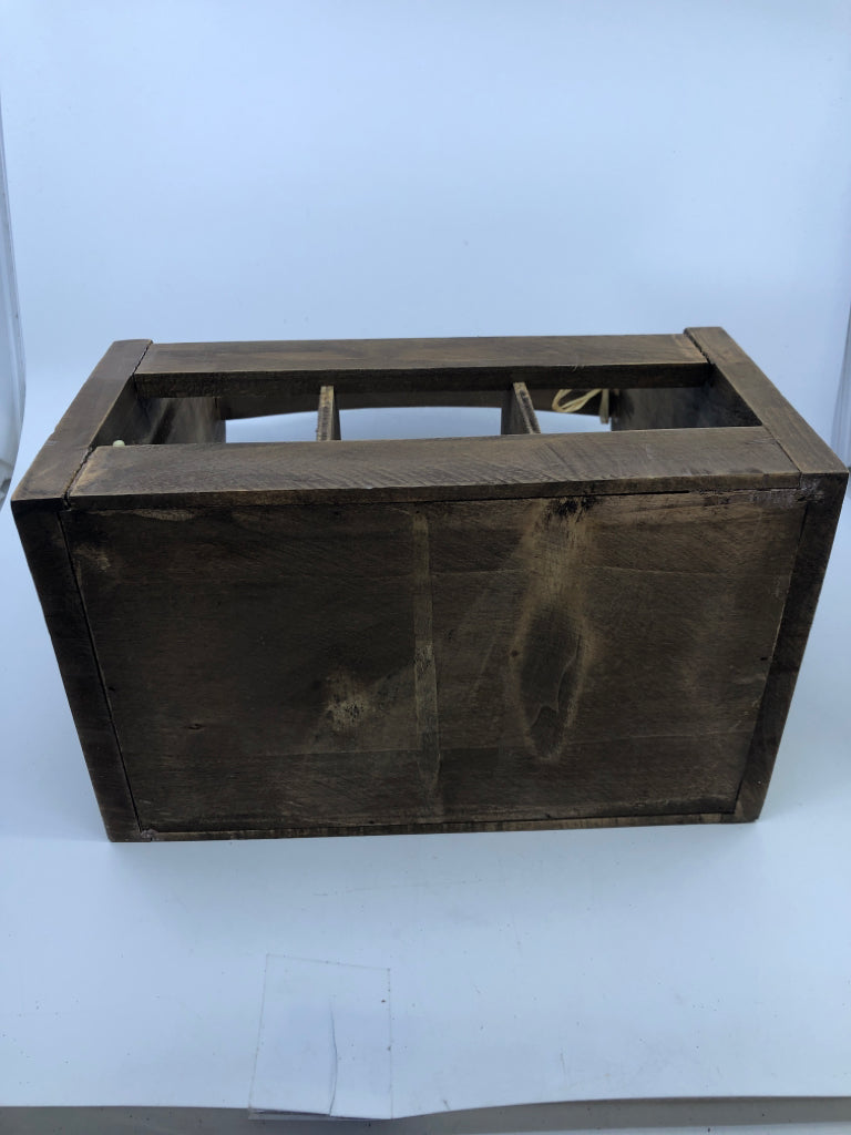 WOOD BOTTLE CARRYING CRATE W BOTTLE OPENER.