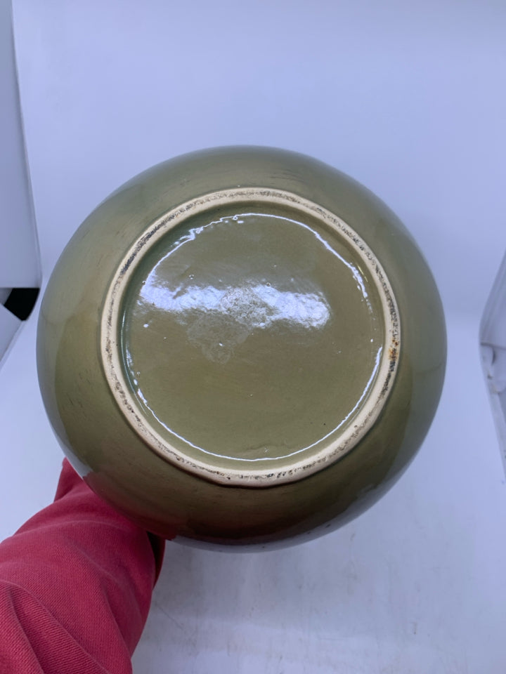 LARGE CERAMIC PITCHER W/ EMBOSSED DETAILED NECK.