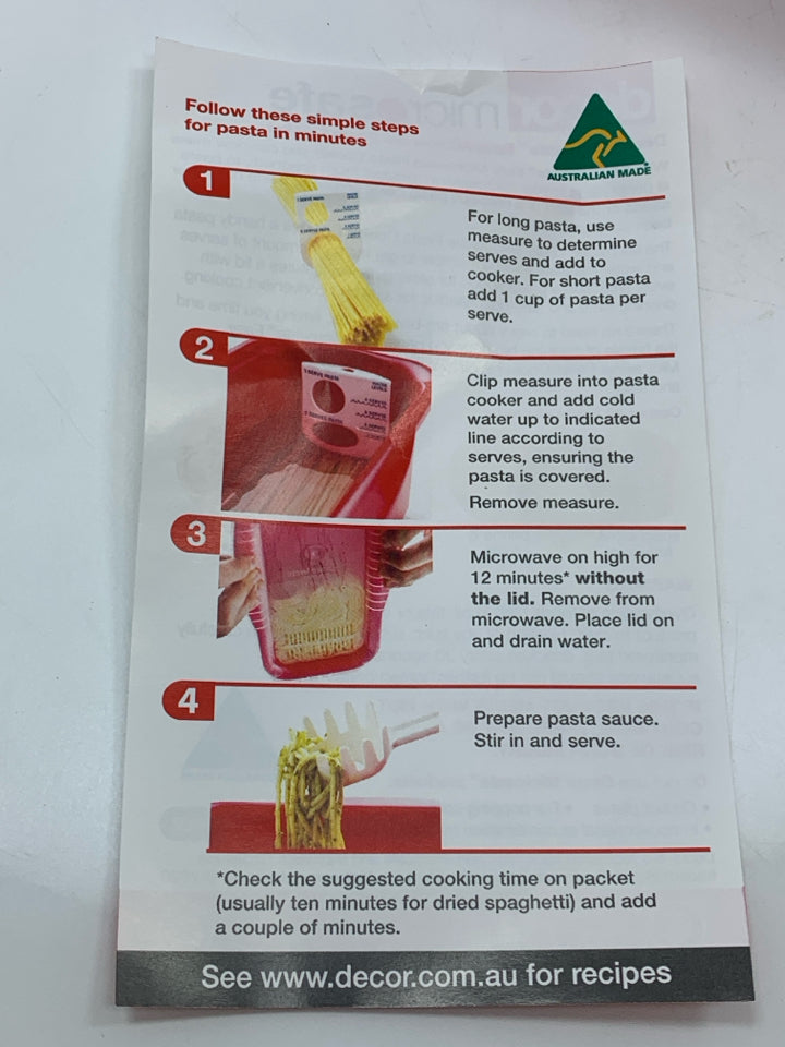 NEW PLASTIC PASTA COOKER KIT.