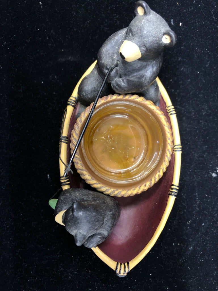 YANKEE CANDLE BLACK BEARS FISH TEALIGHT HOLDER.