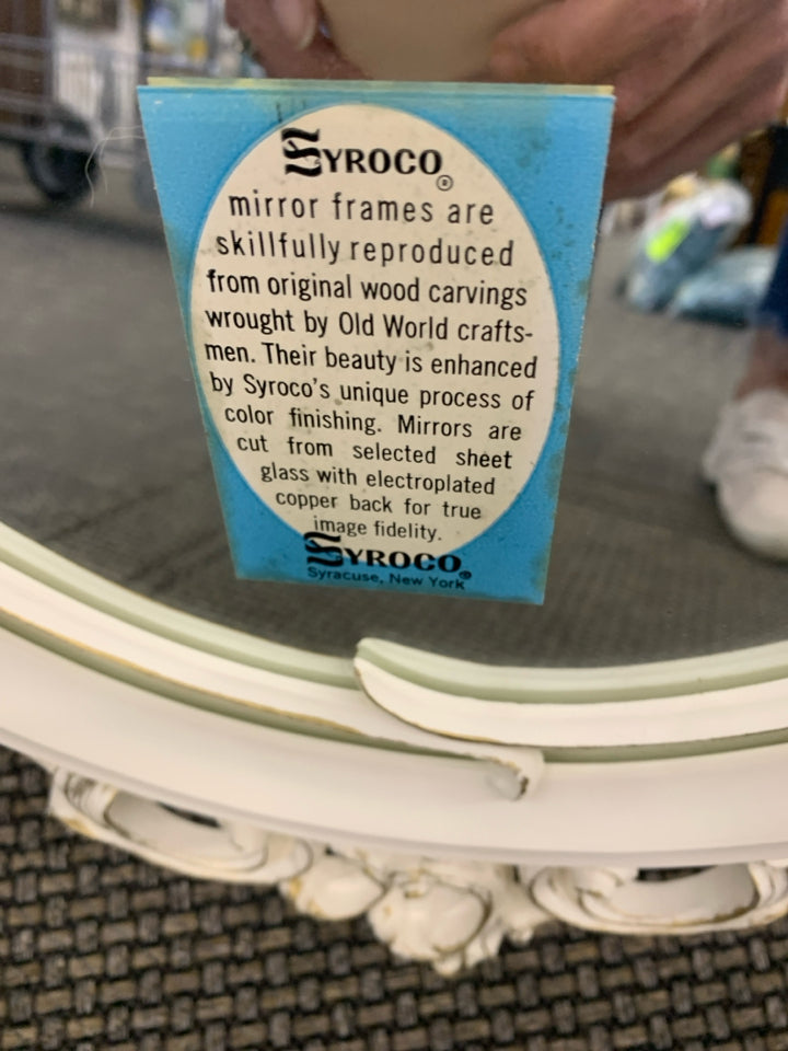 VTG SYROCO WHITE W GOLD ACCENTS MIRROR.