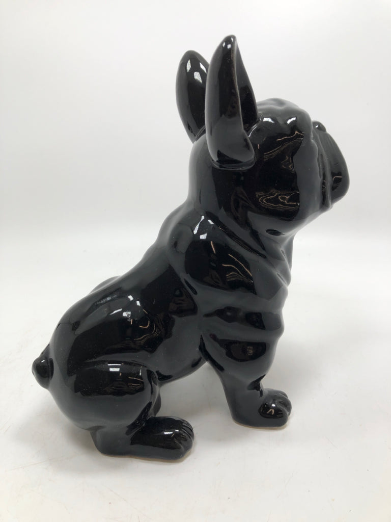 BLACK BULL-DOG CERAMIC FIGURE.