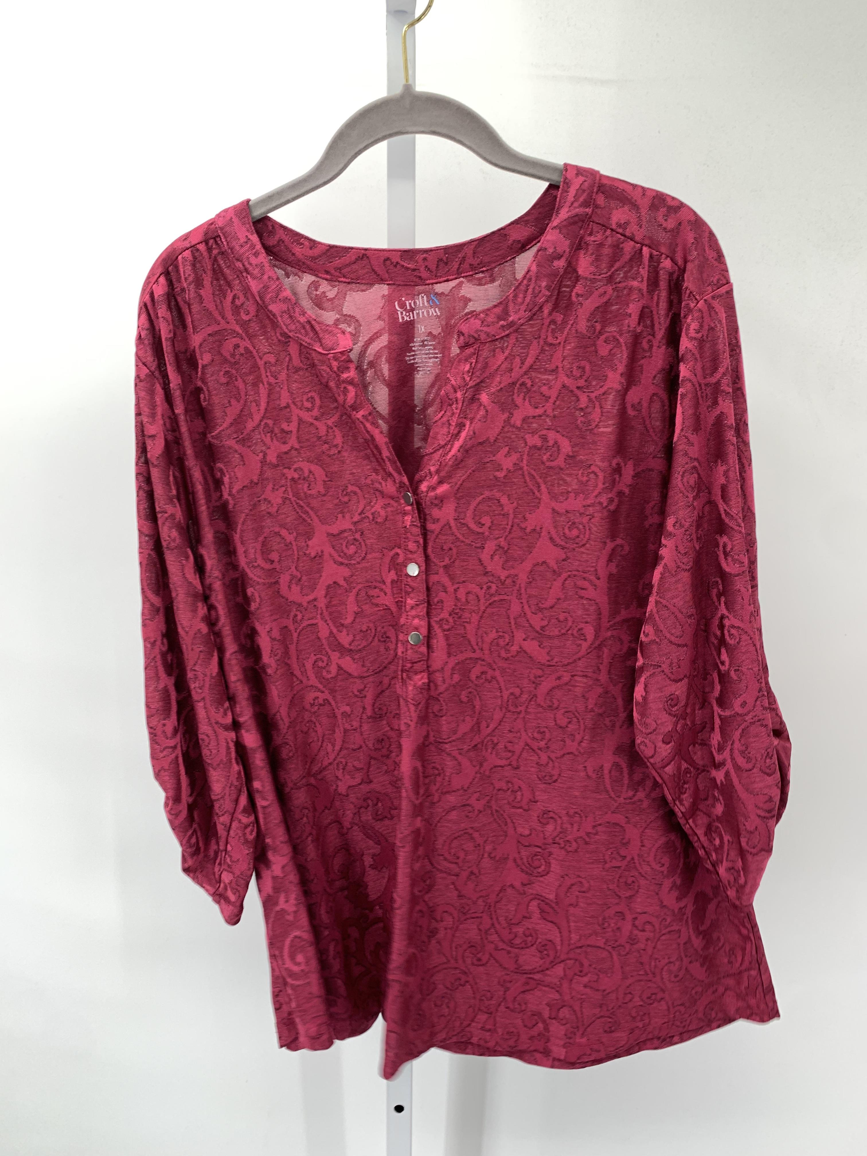 Croft & Barrow Size 1X Womens 3/4 Sleeve Shirt