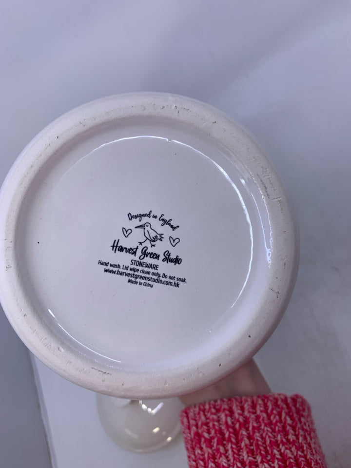 WHITE CERAMIC COFFEE CANISTER.