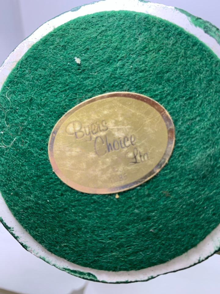 BYER'S CHOICE CAROLER W/ DARK GREEN COAT/HOOD FUR MUFF 1985.