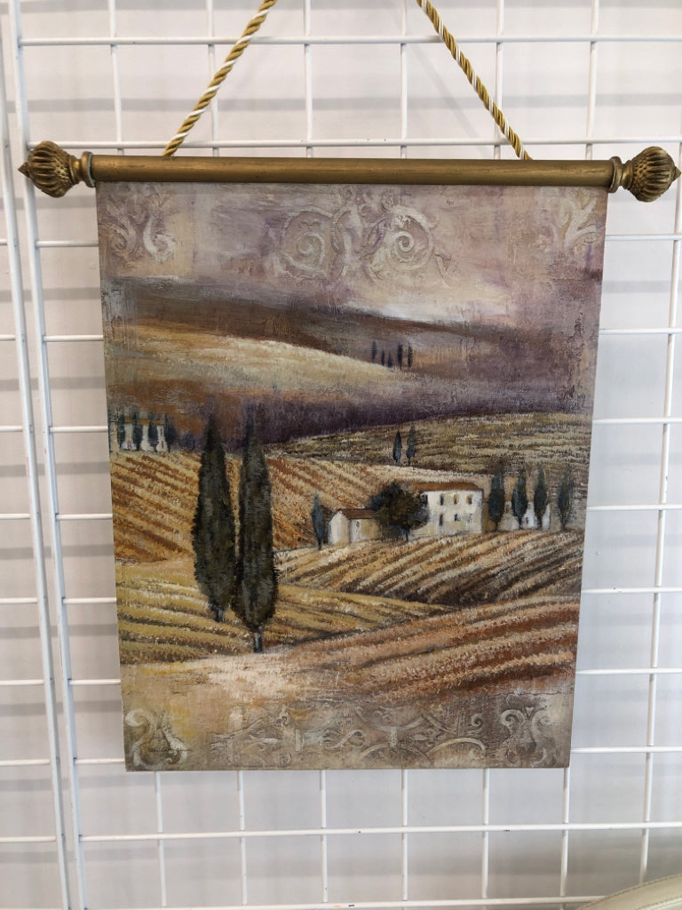 SCROLL STYLE TUSCAN LANDSCAPE WALL HANGING.