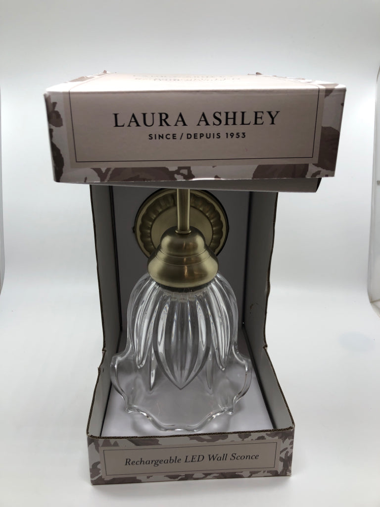 NIB LAURA ASHLEY RECHARGEABLE LED WALL SCONCE.