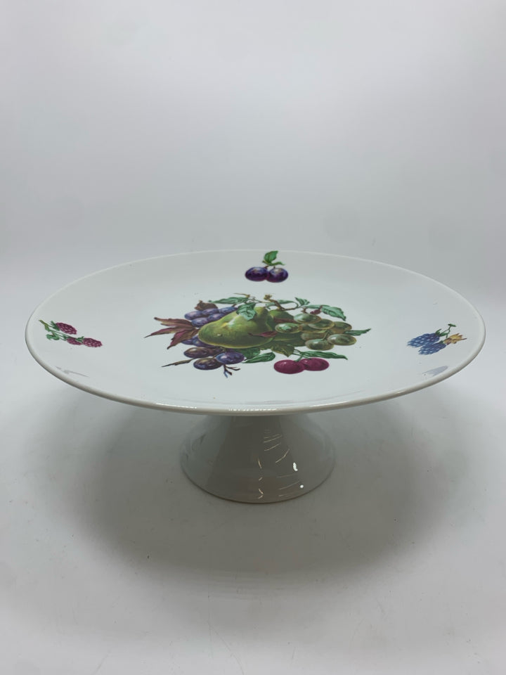 VTG FRUIT PORCELAIN CAKE STAND.
