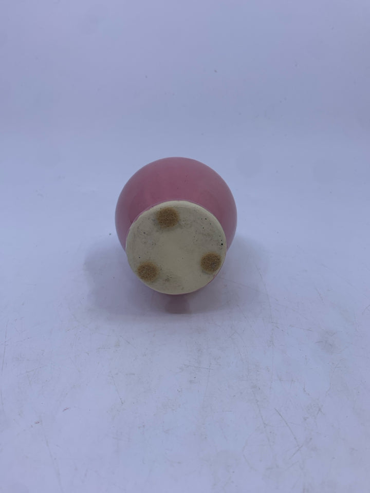 PINK RIBBED NECK BUD VASE.