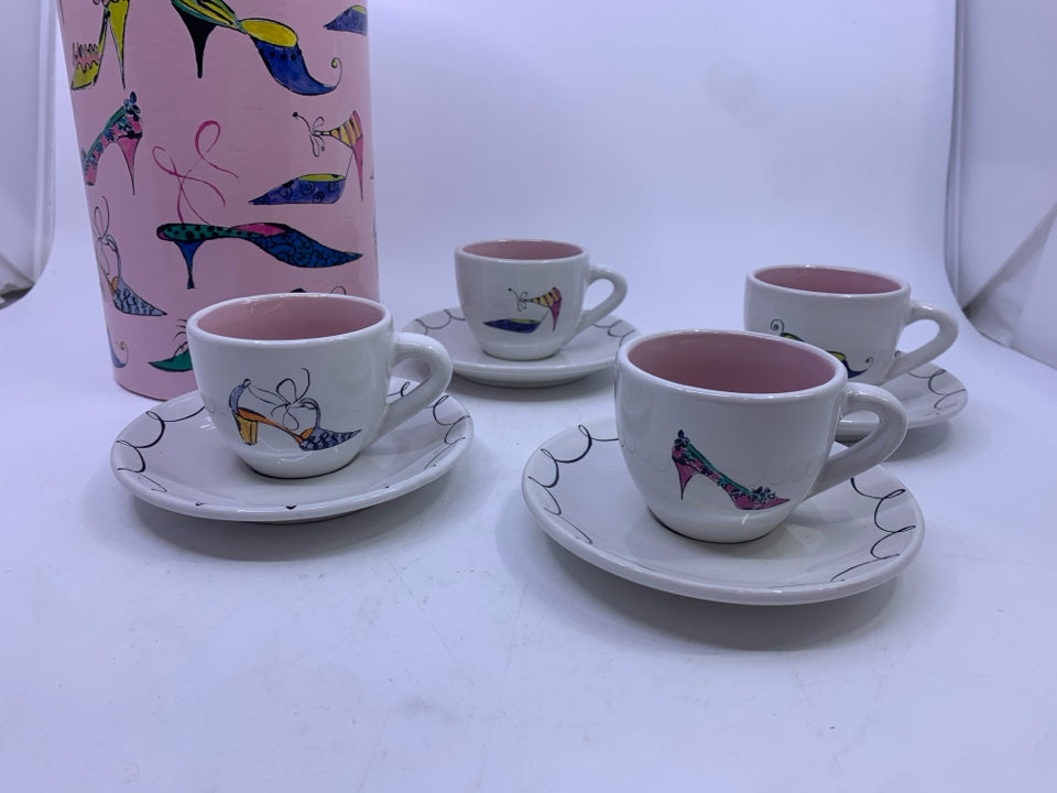 4 SHOES ESPRESSO CUP + SAUCERS- IN BOX.