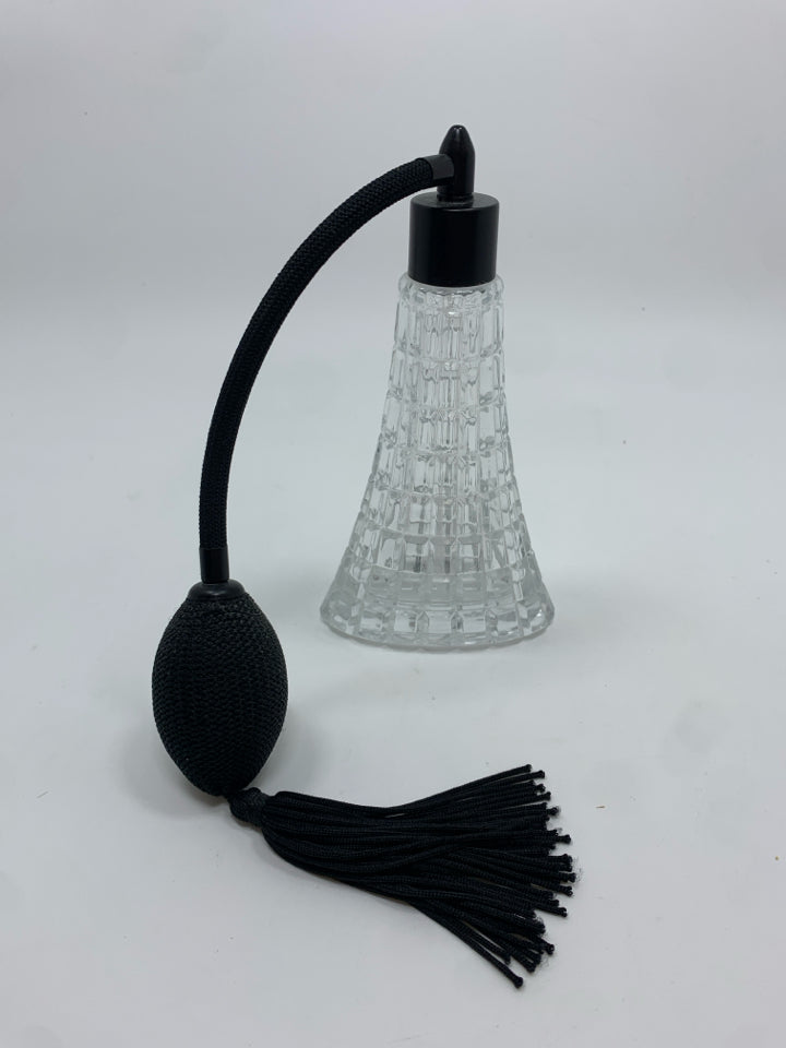 VTG STYLE PERFUME BOTTLE W/BLACK ACCENTS.