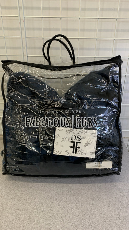 NIP DONNA SALYERS FABULOUS/FURS LUXURY FAUX BLANKET STEEL BLUE.