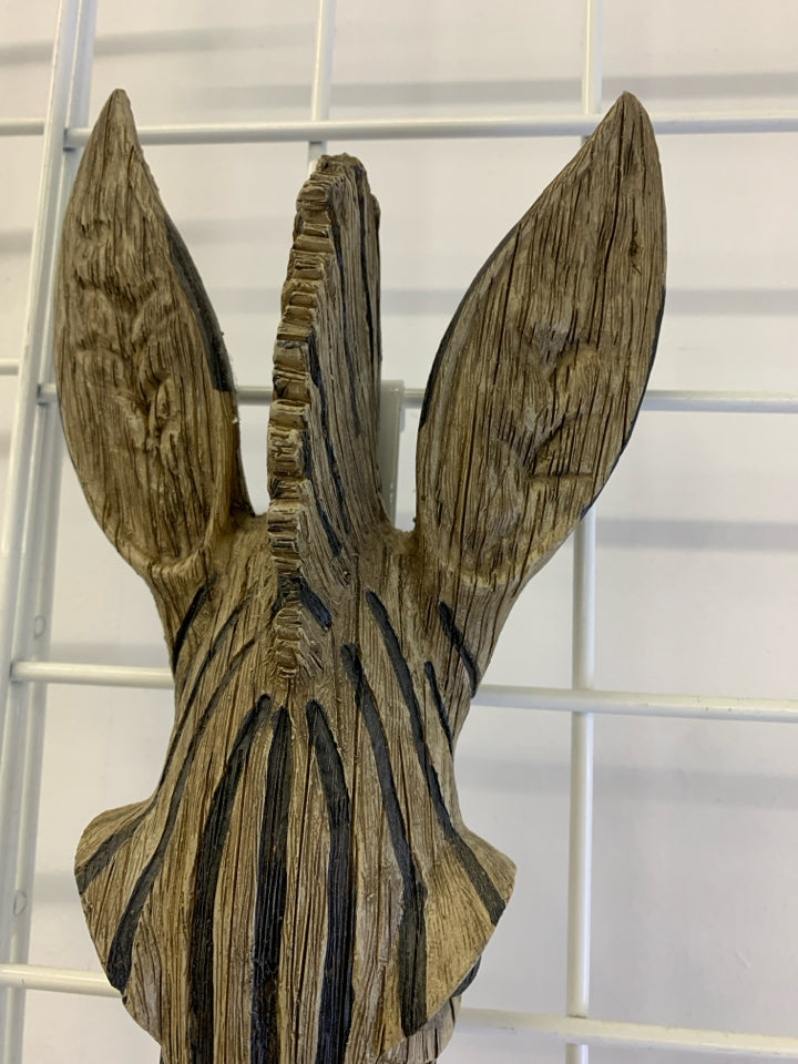 WOOD ZEBRA HEAD WALL DECOR.