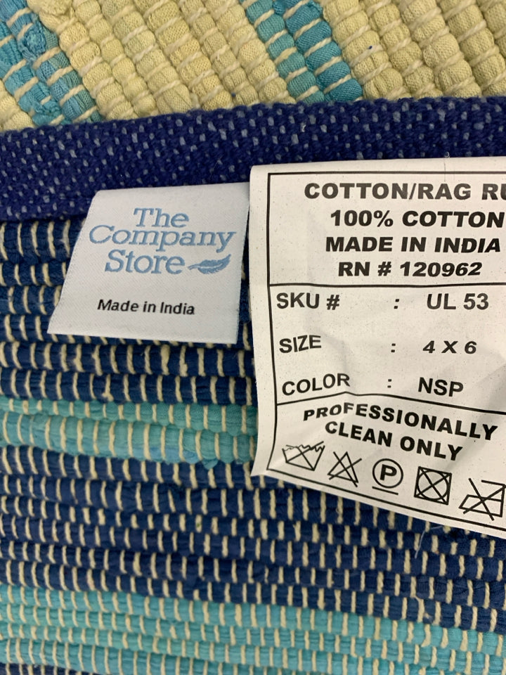 BLUE & TEAL W/CREAM AREA RUG-THE COMPANY STORE.