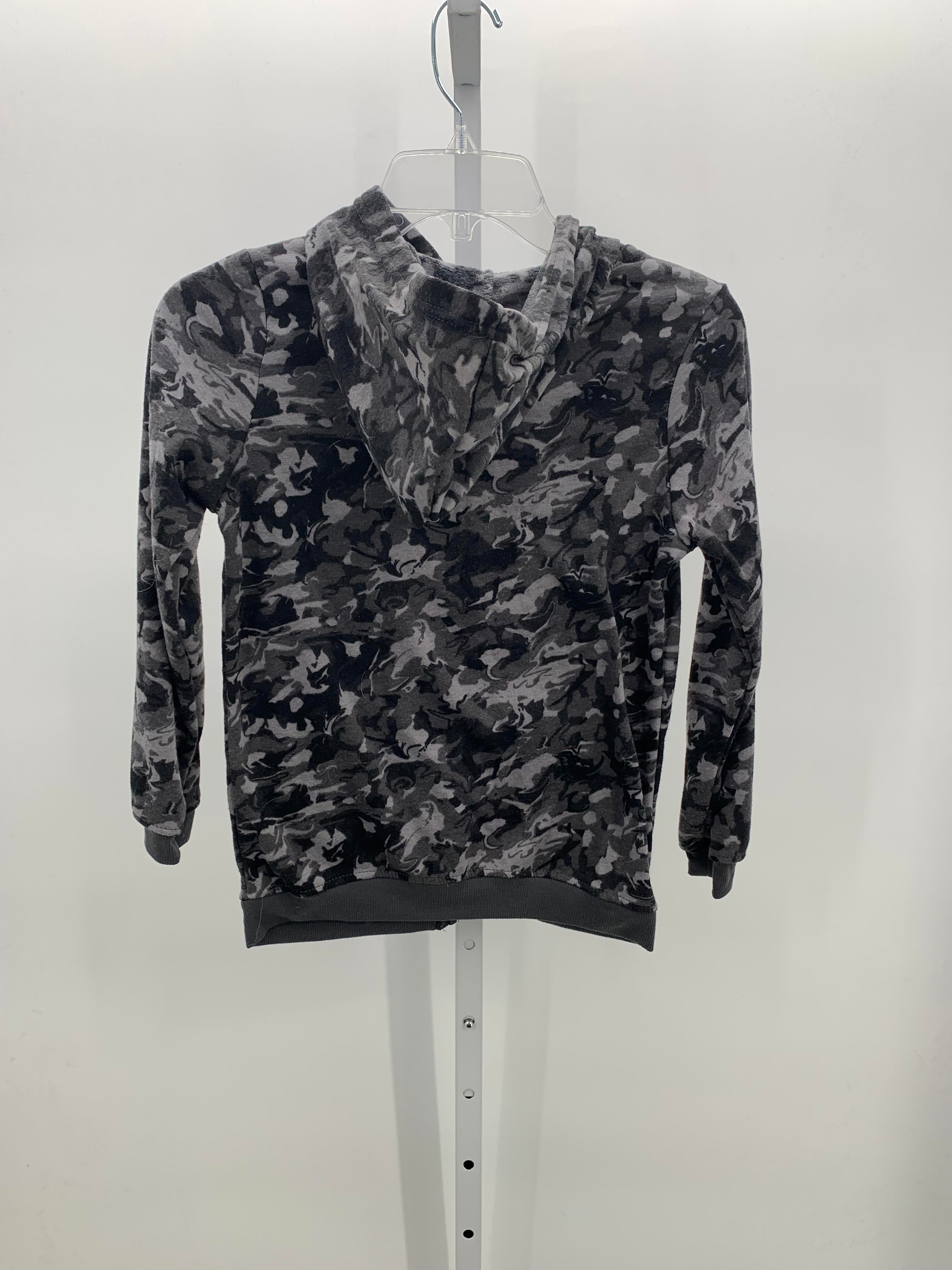 BLACK PATTERN HOODED ZIP KNIT