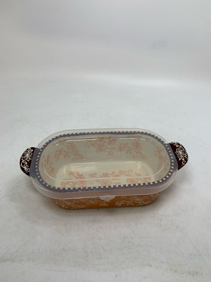 FLORAL LACE OVAL BAKER W/ LID.