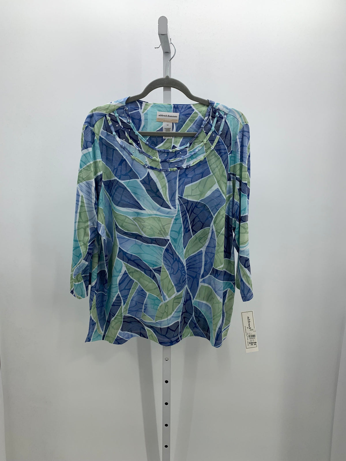 Alfred Dunner Size 1X Womens 3/4 Sleeve Shirt