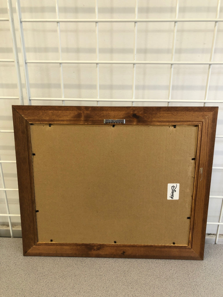 CINDERELLA IN CARRIAGE DISNEY PRINT IN WOOD FRAME.