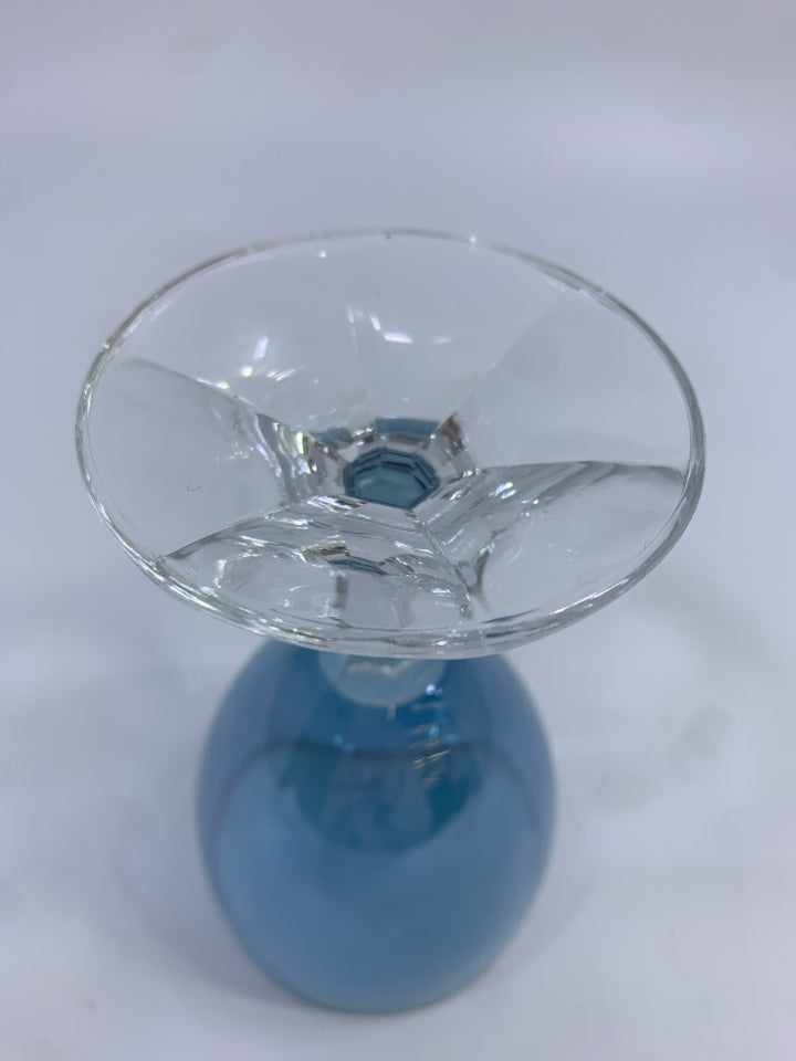 12 CONTOUR BLUE LOW WATER GOBLETS.