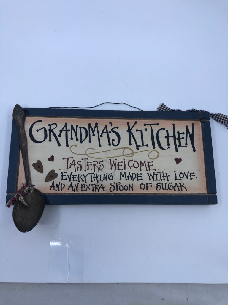 GRANDMAS KITCHEN RUSTIC DECOR WOOD WALL HANGING.