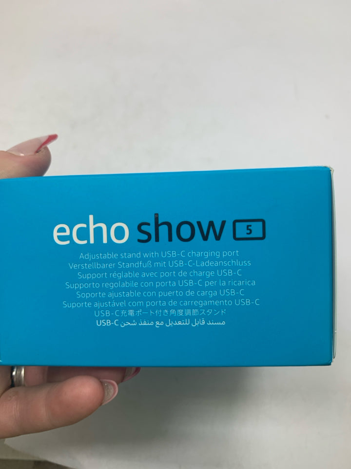 NIB AMAZON ECHO SHOW 5 ADJUSTABLE STAND W/ USB-CHARGING PORT.