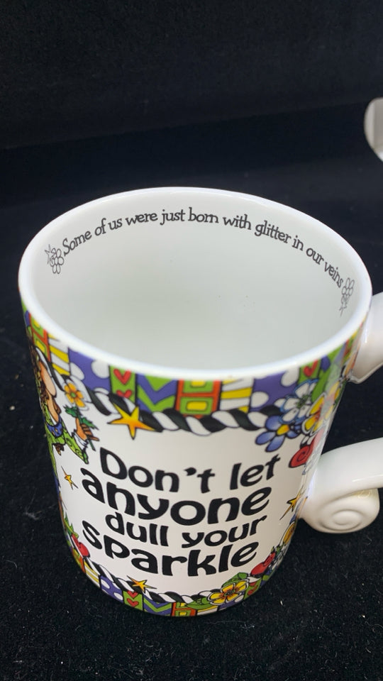 DON'T LET ANYONE WHITE MUG W/ COLORFUL DETAILS.
