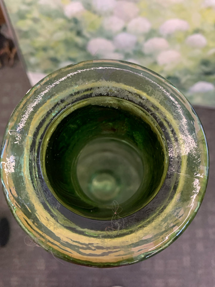 HEAVY GREEN FLOOR VASE W TWINE.
