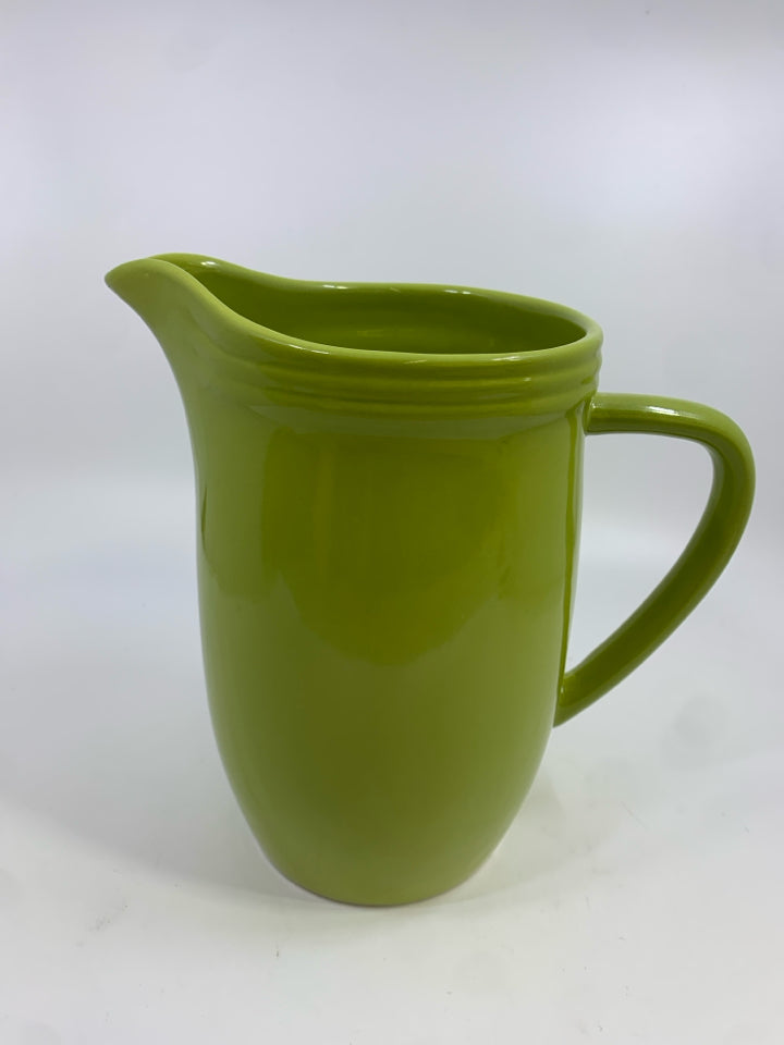 OLIVE GREEN STONEWARE PITCHER.