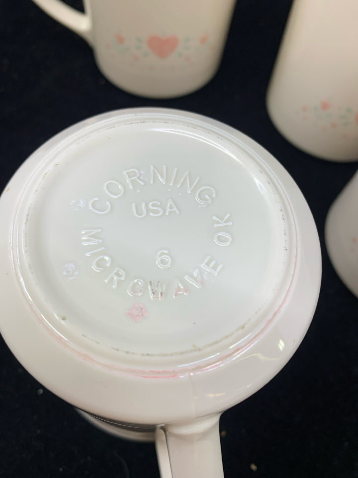 4 VTG "FOREVER YOURS" HEART MUGS.