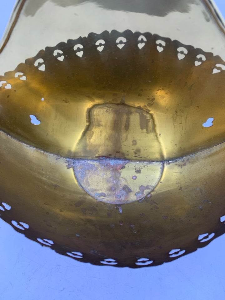 LARGE BRASS WALL POCKET W/ CUT OUT DETAILS.