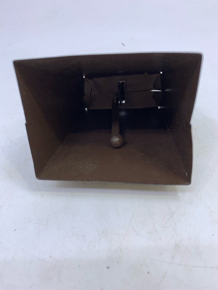 BROWN METAL BELL W/ STAR ORNAMENT.