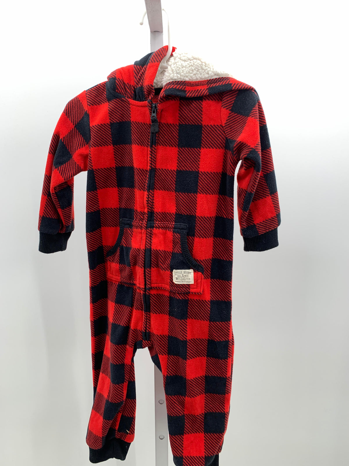 BLACK PLAID HOODED FLEECE