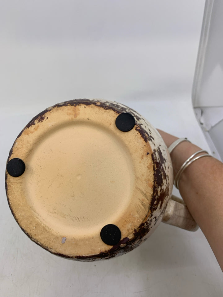 WHITE CRACKLE RUSTIC PITCHER.