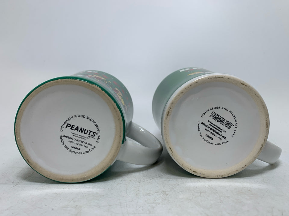 2 BE JOYFUL PEANUTS MUGS RED/GREEN.